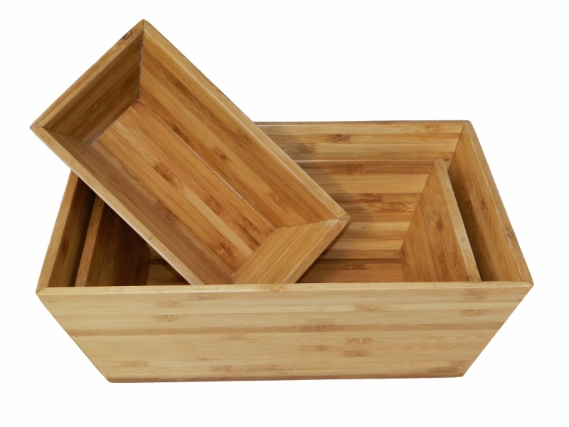 Top-tier Bamboo Nested Rectangular Bowls - Eco-friendly Versatile Storage Solution